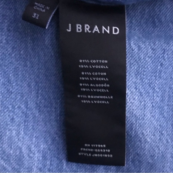 J BRAND Button Fly Ripped Polka Dot Distrusted Frayed Raw Hem Cropped Jeans - Picture 8 of 9